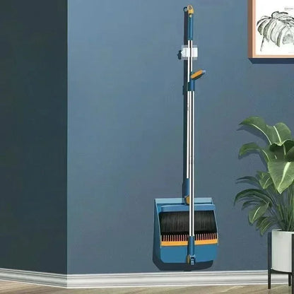 EasytoStore Broom and Dustpan with Curved Dustpan Edge