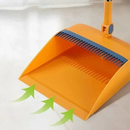 Vertical Folding Broom And Dustpan Set  Soft Bristles Easy Cleaning 2