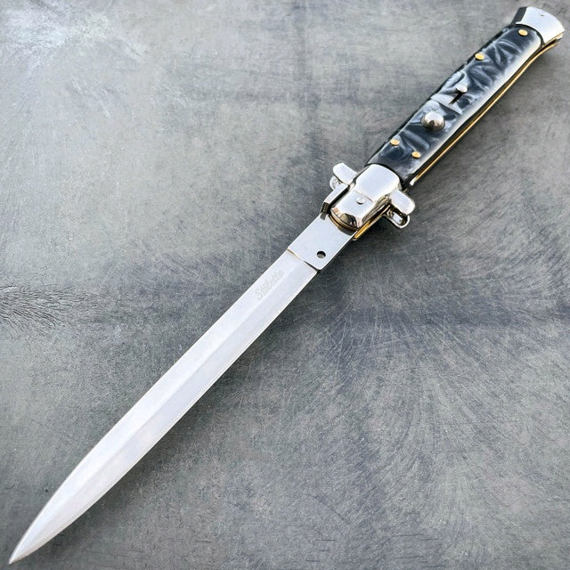 Italian Style Stiletto Swinguard Automatic Knife Stag Horn