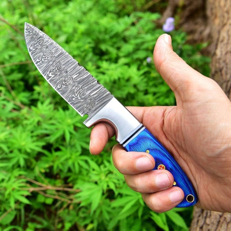 Handmade Damascus Steel Knife Hunting Knife Fixed Blade Knife Skinner Knife Bushcraft Camping Knife 5