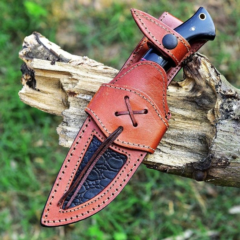 Handmade Damascus Hunting Knife With Sheath Tactical Bushcraft Knife Camping Gift For Husband Survi 3