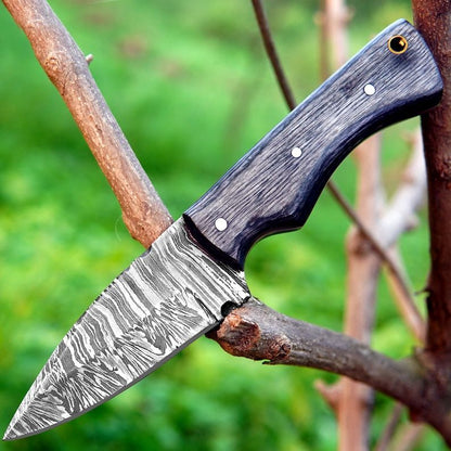 Handmade Damascus Steel Hunting knife – EDC Pocket Knife with Pakka Wood Handle – Ideal for Skinning, Anniversary Gift