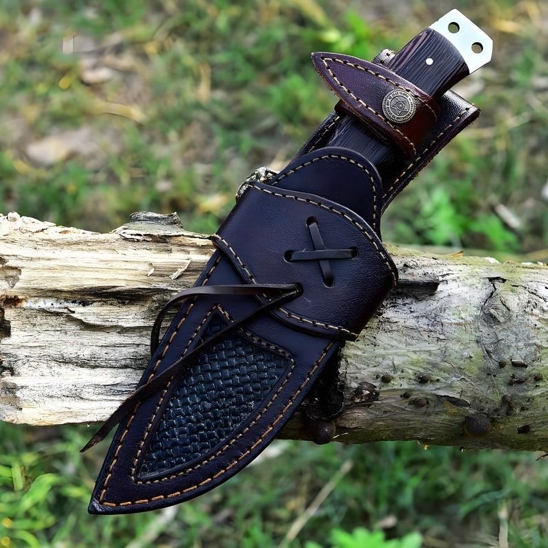 Damascus Steel Knife Hand Forged Tracker Knife Pocket Knife Fixed Blade Knife Anniversary Gift Gift 1