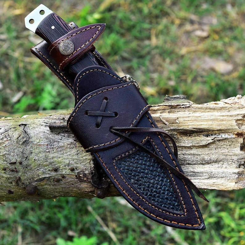 Damascus Steel Knife Hand Forged Tracker Knife Pocket Knife Fixed Blade Knife Anniversary Gift Gift 3