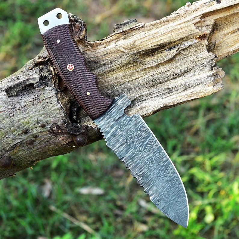 Damascus Steel Knife Hand Forged Tracker Knife Pocket Knife Fixed Blade Knife Anniversary Gift Gift 4