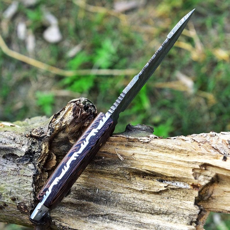Damascus Steel Knife Hand Forged Tracker Knife Pocket Knife Fixed Blade Knife Anniversary Gift Gift 5