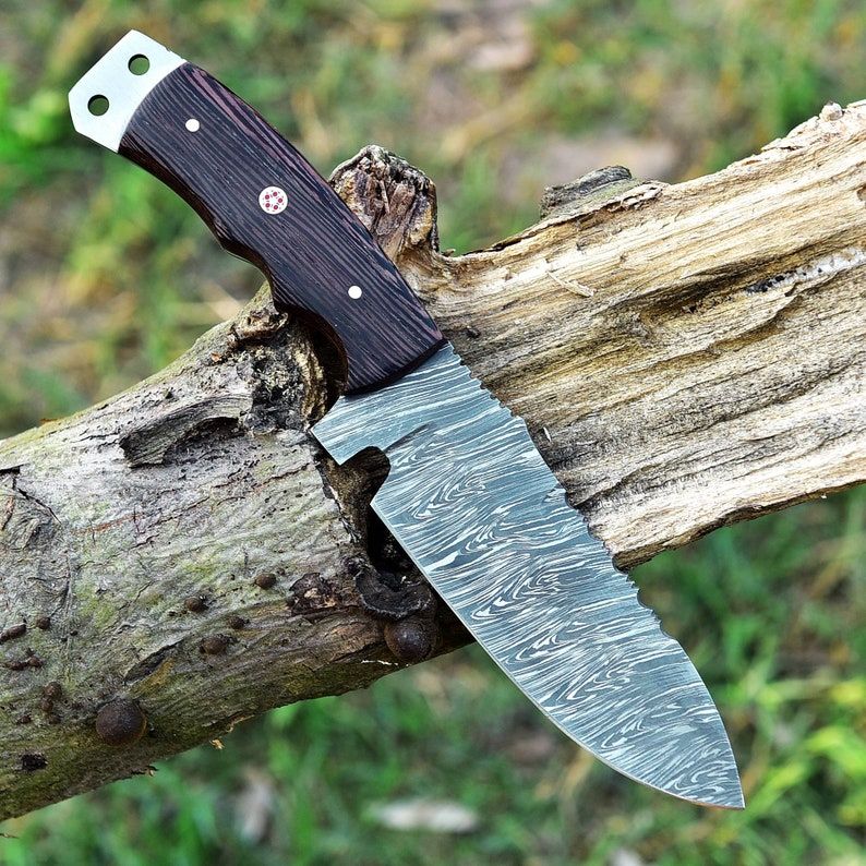 Damascus Steel Knife Hand Forged Tracker Knife Pocket Knife Fixed Blade Knife Anniversary Gift Gift 7