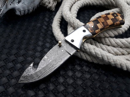 Handcrafted Damascus Gut Hook Skinning Knife  Your Ultimate Hunting And Camping Companion  Prime Sk 3