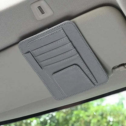 PU Leather Car Sun Visor MultiPocket Organizer