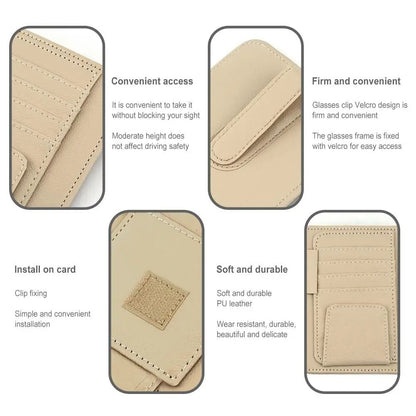 Car Sun Visor Organizer  MultiPocket PU Leather Storage 5