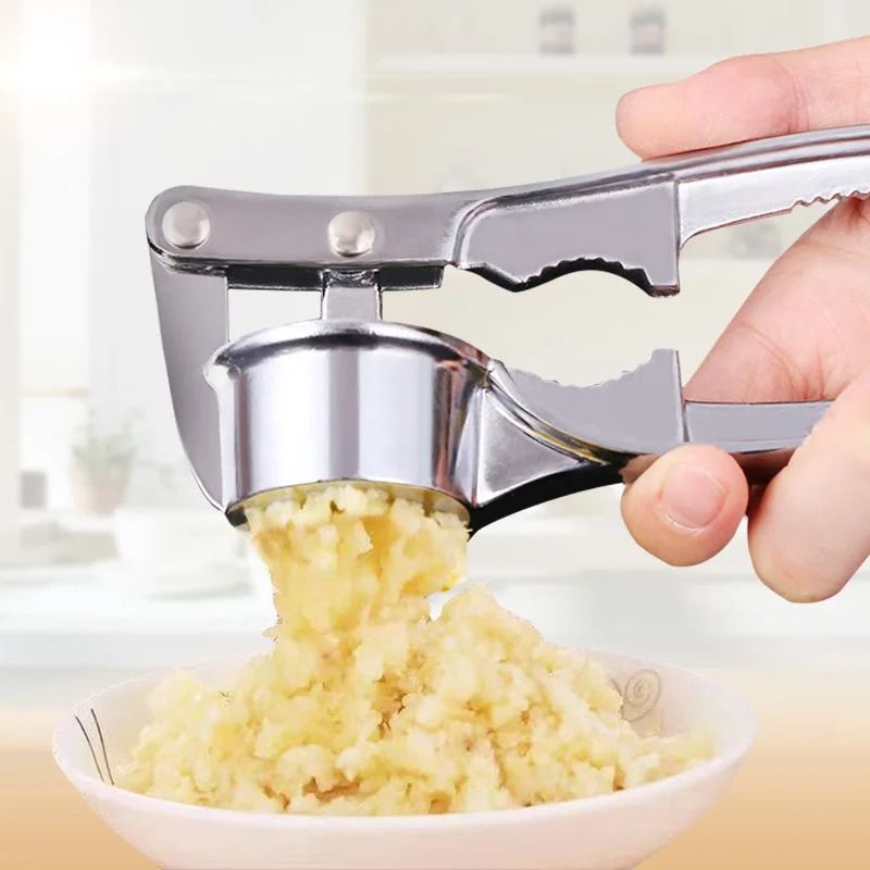 Stainless Steel Garlic Press Crusher - Manual Kitchen Tool