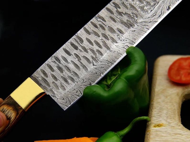 5 Pcs Damascus Chef Knife Set Damascus Steel Kitchen Knives With Wooden Block Christmas Gift Thanks