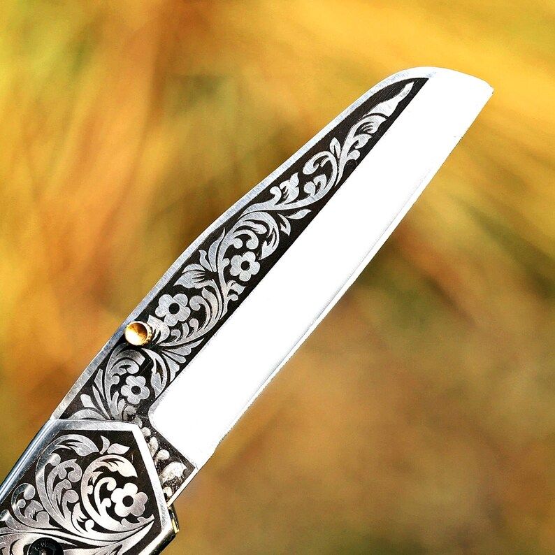 ALFARI Damascus Folding Pocket Knife For Men Deal For Camping Outdoor Hiking With Sheath Ideal For  2