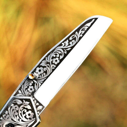 ALFARI Damascus Folding Pocket Knife For Men Deal For Camping Outdoor Hiking With Sheath Ideal For  2