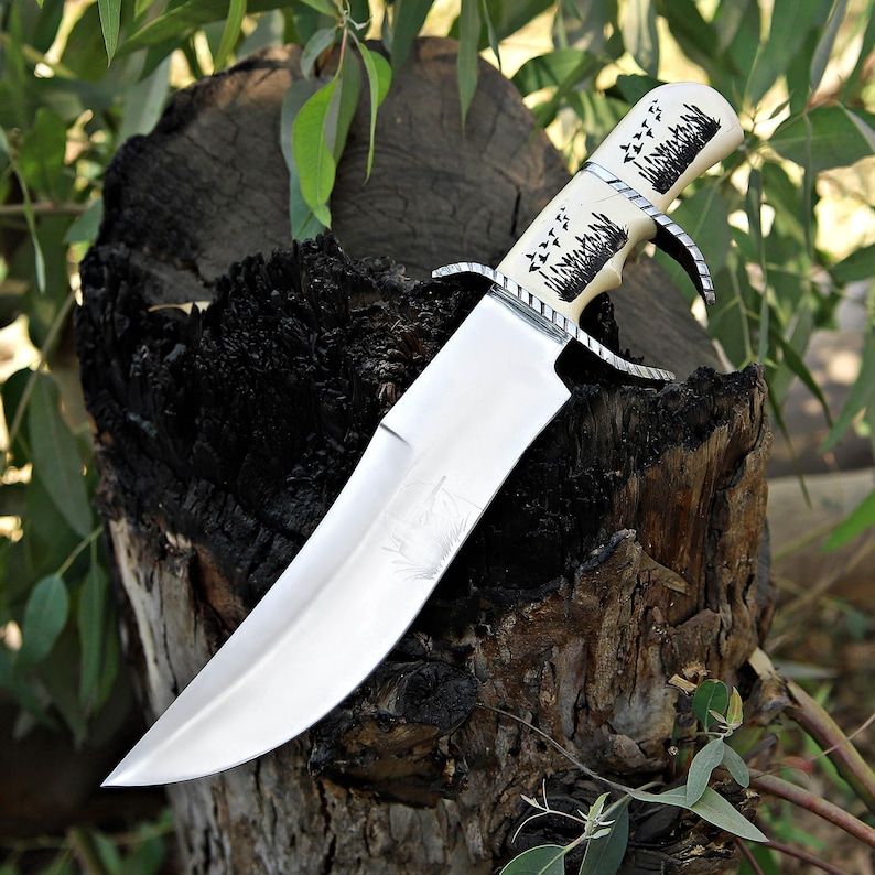 ALFARI Bowie Knife 18 Large Crocodile Dundee Bowie Knife With Leather Sheath Fixed Blade Knife With 3