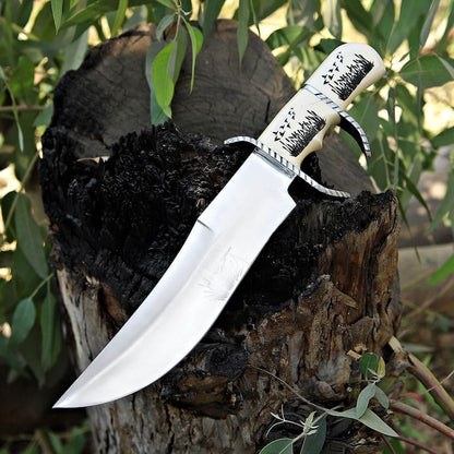 ALFARI Bowie Knife 18 Large Crocodile Dundee Bowie Knife With Leather Sheath Fixed Blade Knife With 3