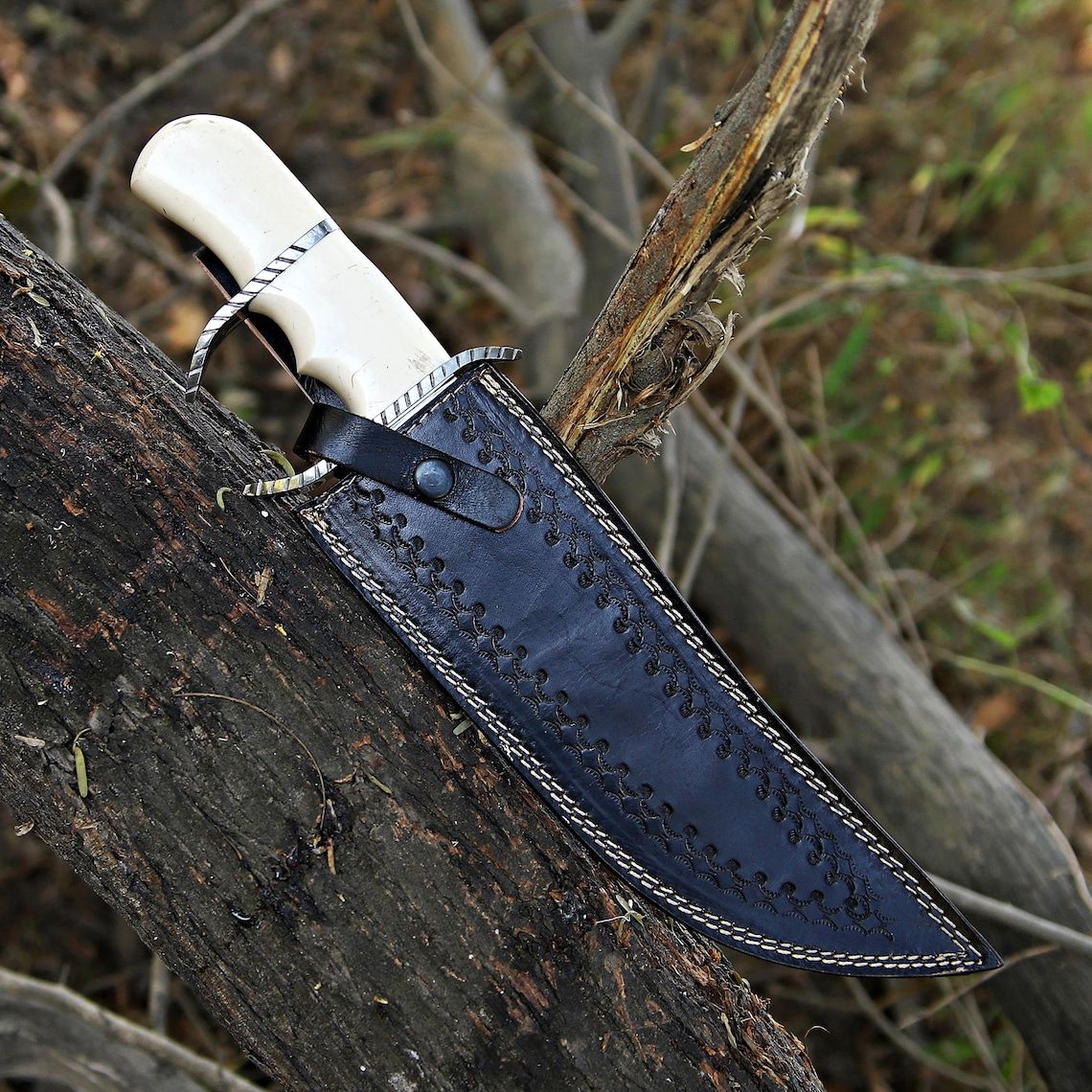 ALFARI Bowie Knife 18 Large Crocodile Dundee Bowie Knife With Leather Sheath Fixed Blade Knife With 4
