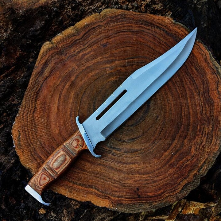 Handmade 18 Rambo Movie Replica Hunting Survival Bowie Knife  Fixed Blade Knife With Leather Sheath