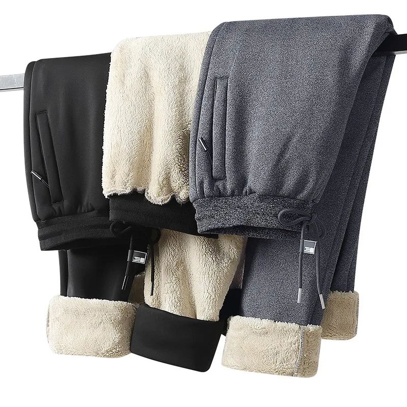 Mens Cashmere Joggers Winter Fleece Lined Jogger Pants Warm Thick Casual Sports Pants 2