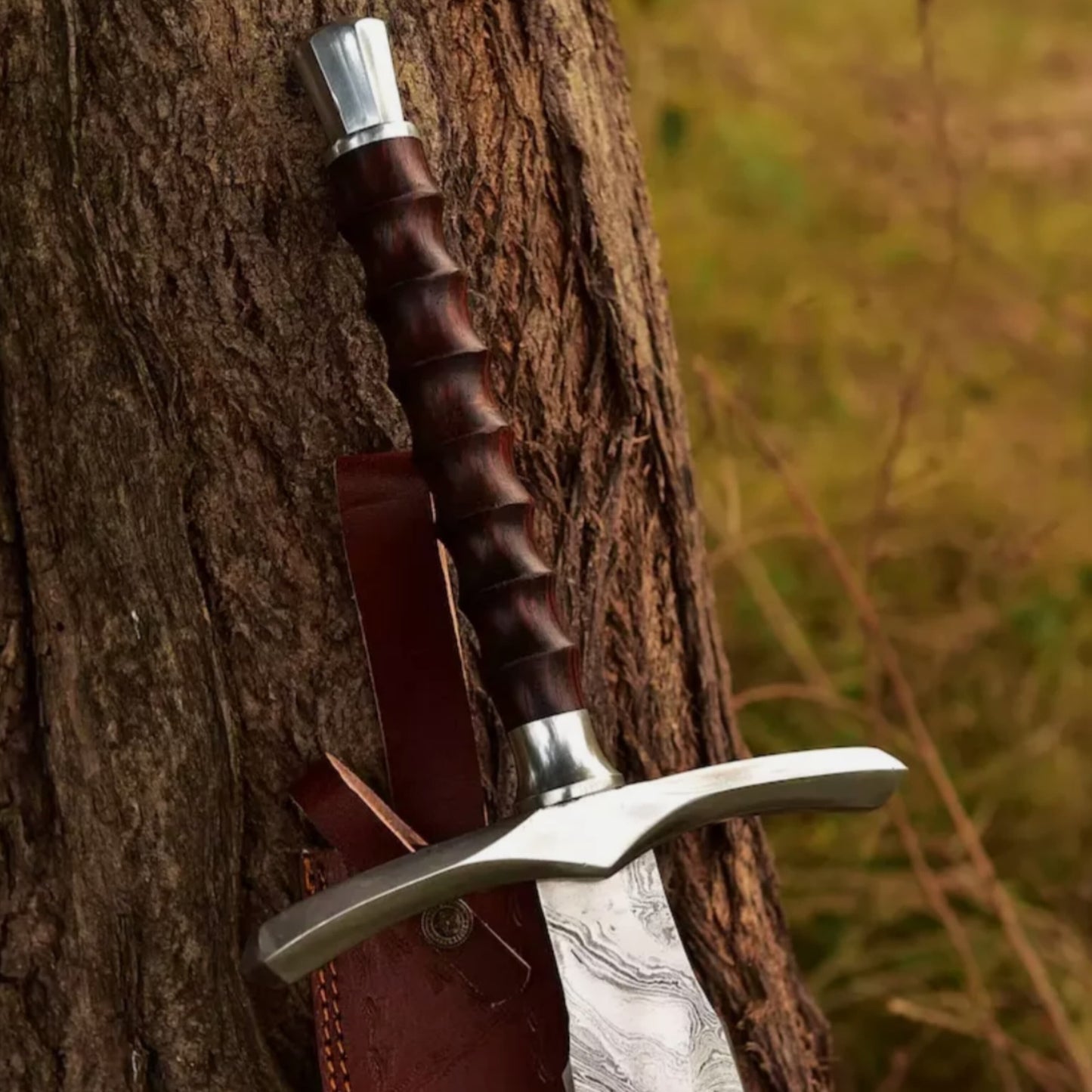 Hand Forged Damascus Steel Battle Ready Viking Sword  Scabbard Razor Sharp 1