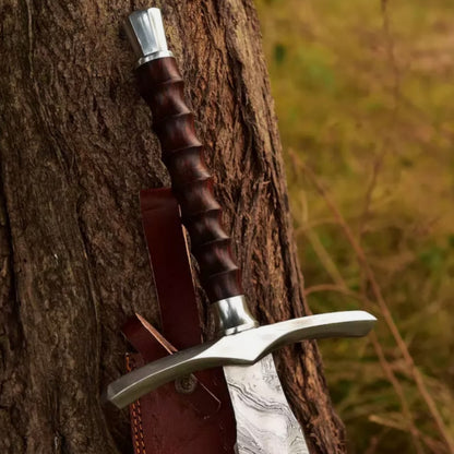 Hand Forged Damascus Steel Battle Ready Viking Sword  Scabbard Razor Sharp 1