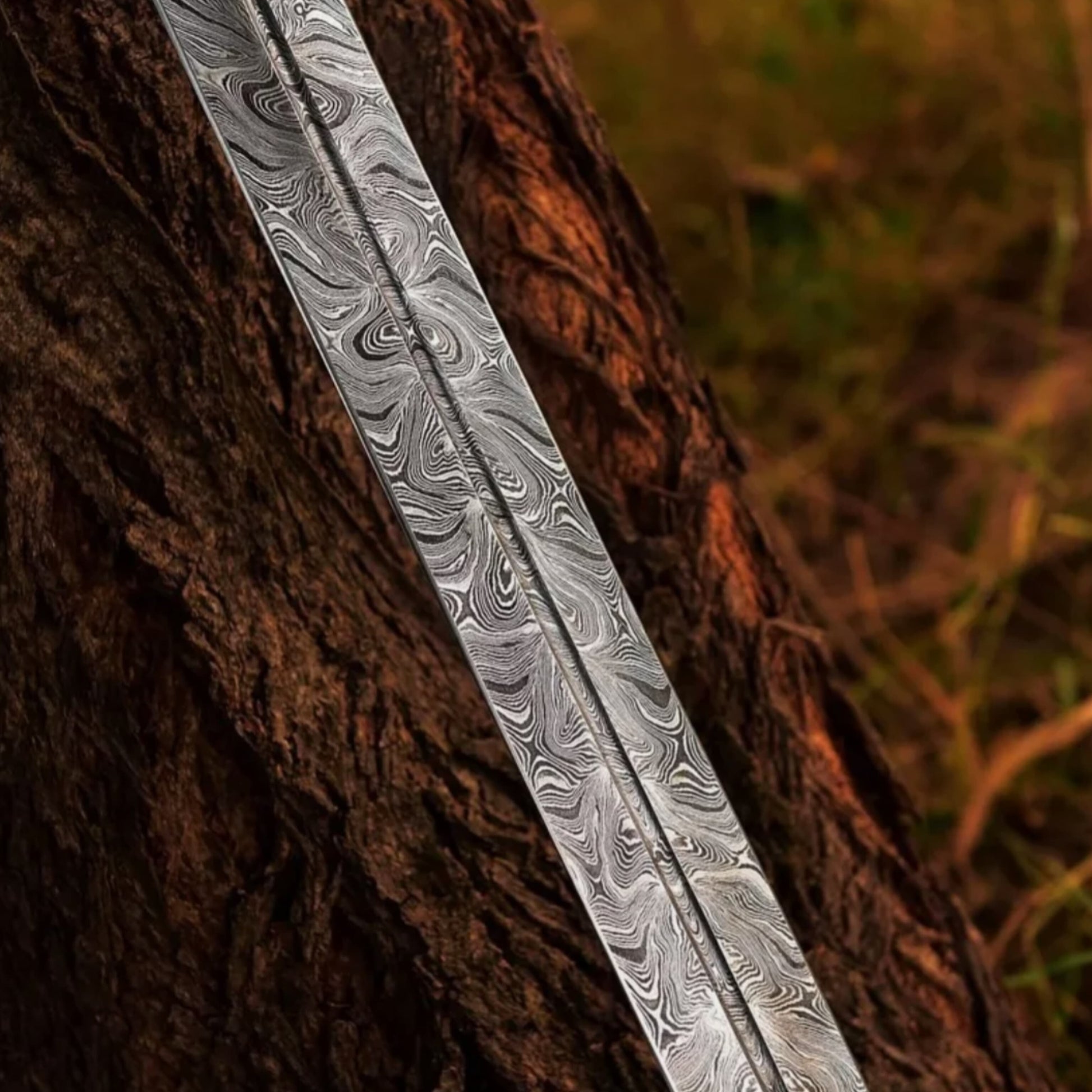 Hand Forged Damascus Steel Battle Ready Viking Sword  Scabbard Razor Sharp 2