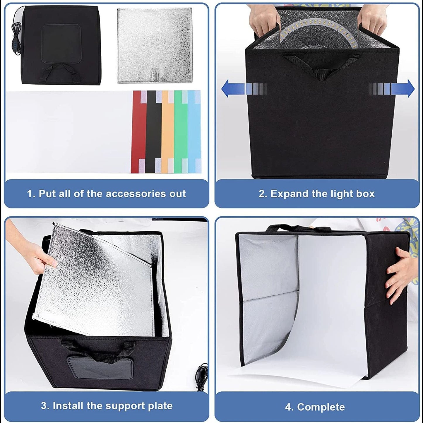 Adjustable Brightness Light Box with 6 Backdrops