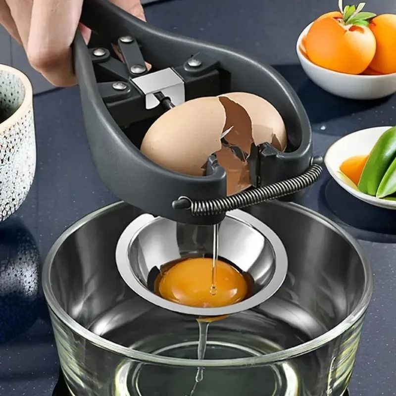 Premium Stainless Steel Egg Separator & Cracker – Handheld Egg Opener with Yolk & White Separator