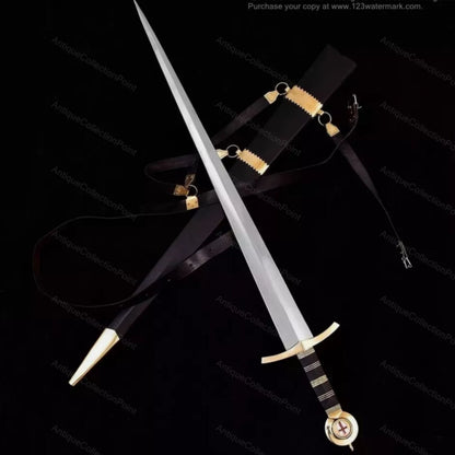 Custom Carbon Steel Sword Blade Greek Swords Hunting Camping w Handmade Scabbard