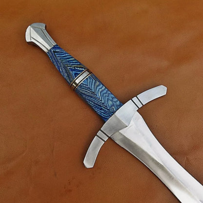 Custom Handmade Carbon Steel Blade Celtic Leaf Sword  Hunting Sword Camping 0