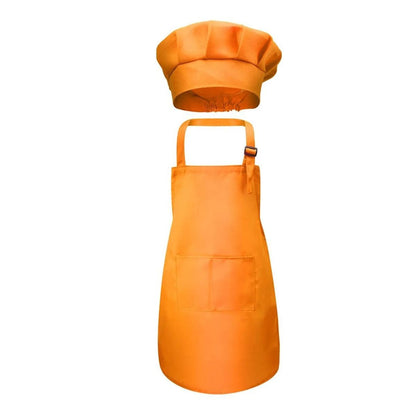 Children Chef Apron With Front Pocket Bib  Boys  Girls Kitchen Craft Apron  Hat Sets 6