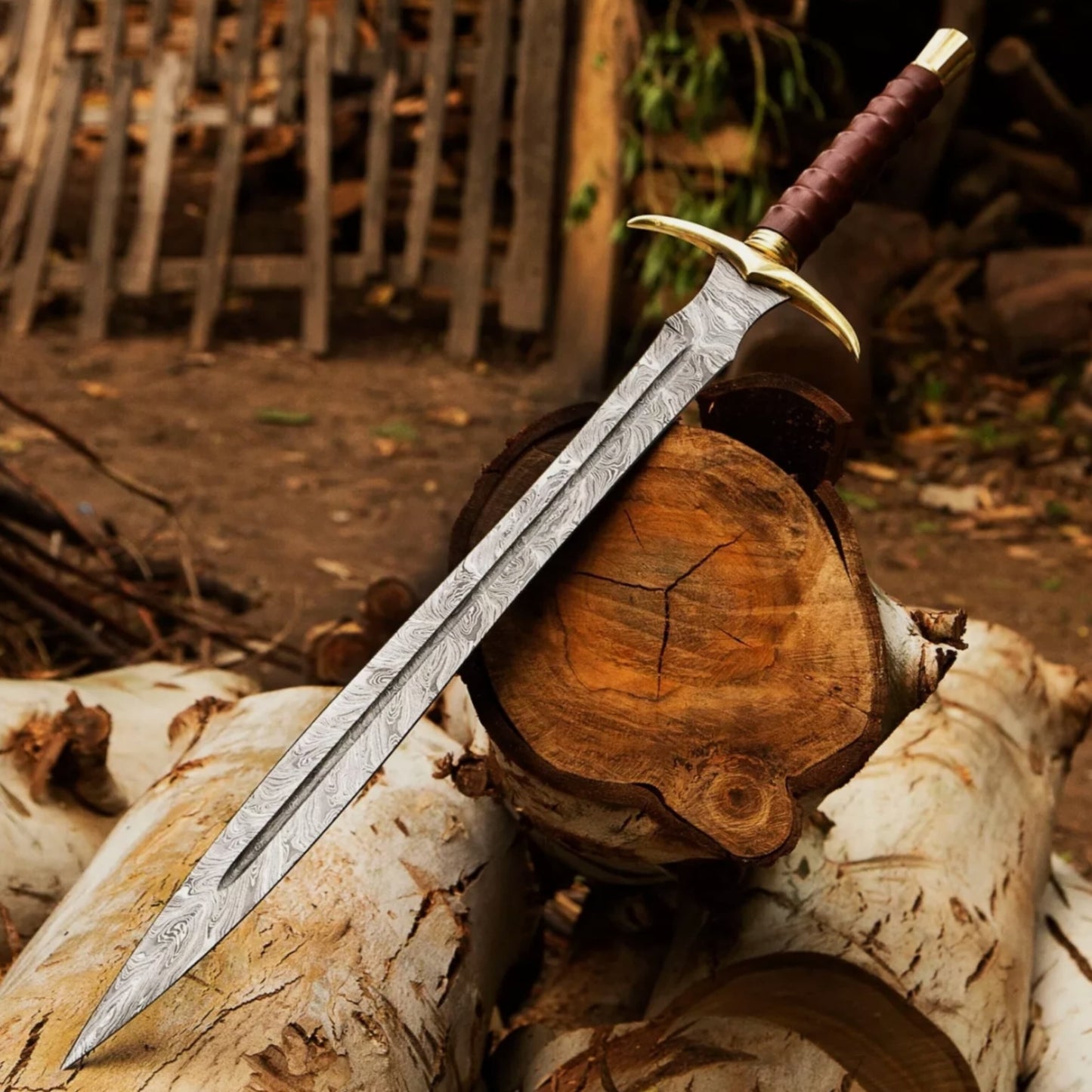 Damascus Viking Sword Custom Hand Real Damascus Steel Long Battle Ready Sword 4