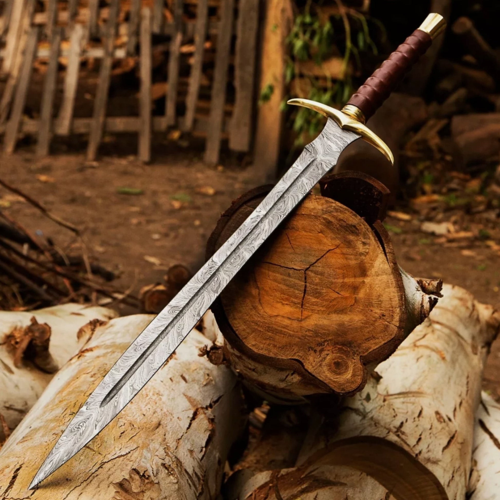Damascus Viking Sword Custom Hand Real Damascus Steel Long Battle Ready Sword 4