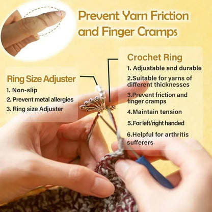 Cute Adjustable Cat Crochet Ring  Yarn Guide Finger Holder For Knitting  Crochet 5