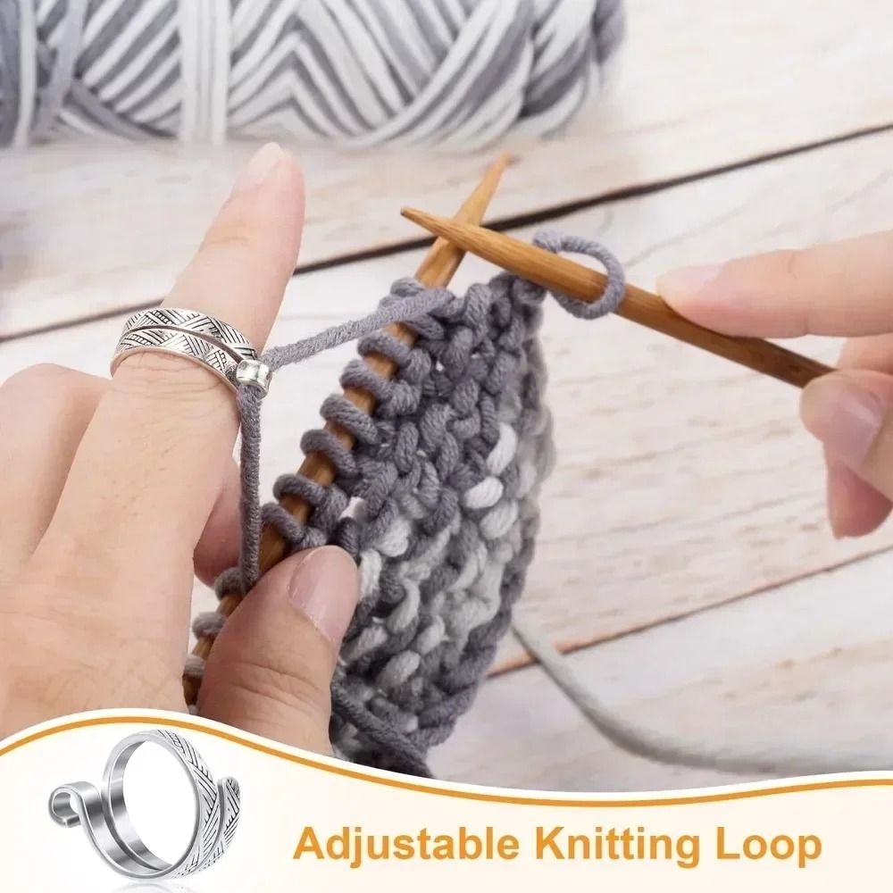 Cute Adjustable Cat Crochet Ring  Yarn Guide Finger Holder For Knitting  Crochet 4