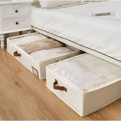 Foldable Underbed Bags, Breathable Zippered Organizer for Blankets, Clothes & Comforters
