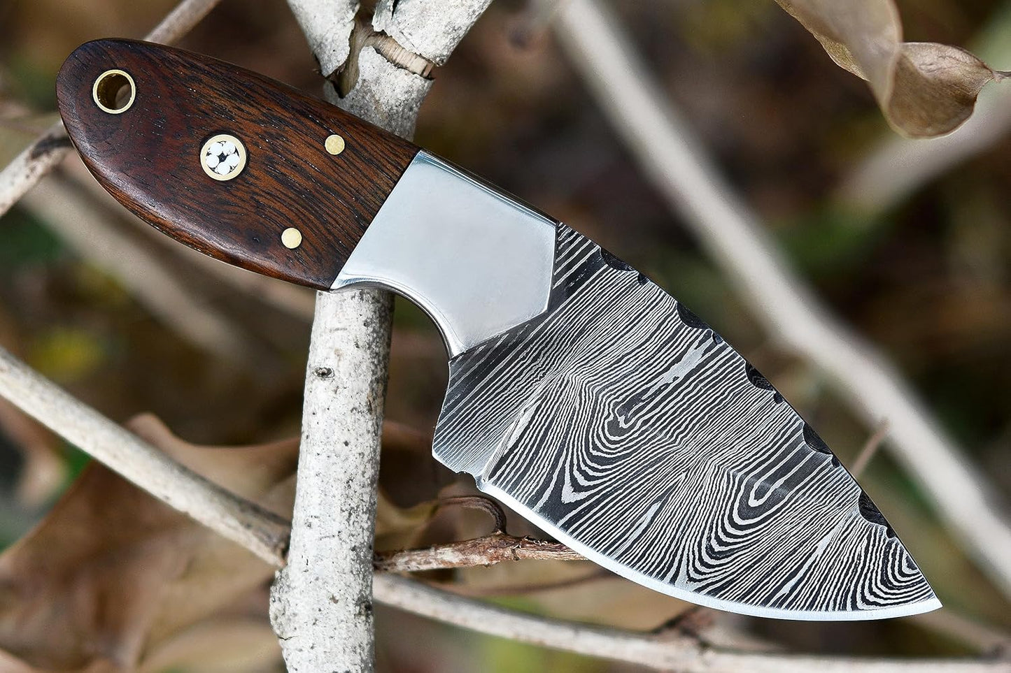Handmade Damascus Skinning Knife  EDC Fixed Blade Hunting Knife For Skinning Camping Bushcrafting A 3