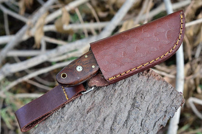 Handmade Damascus Skinning Knife  EDC Fixed Blade Hunting Knife For Skinning Camping Bushcrafting A 4