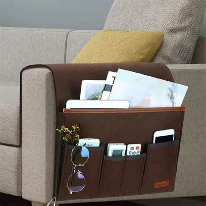 Recliner magazine holder with pockets