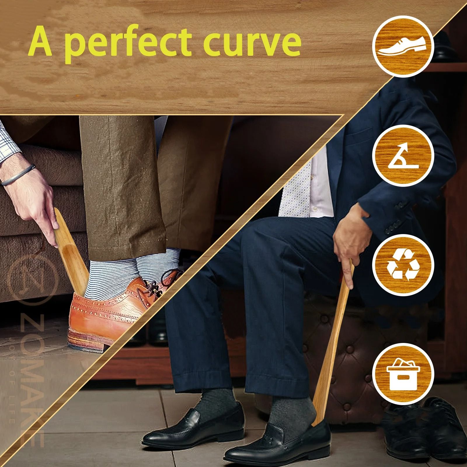 Set Of 2 Durable Wooden Shoe Horns  Long Handle Shoe Lifters 5