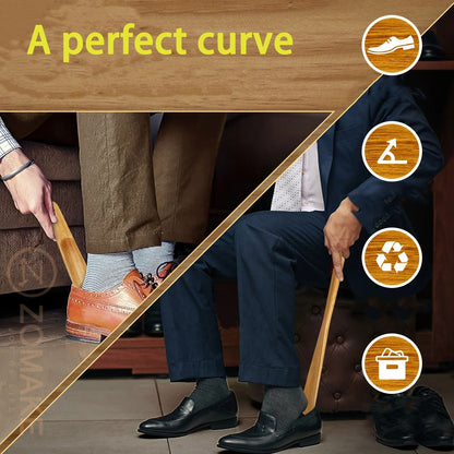 Set Of 2 Durable Wooden Shoe Horns  Long Handle Shoe Lifters 5