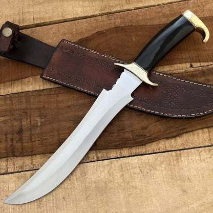 18 Inches D2 Bowie Knife Large Crocodile Dundee Bowie Knife Fixed Blade Hunting Knife with Leather Sheath