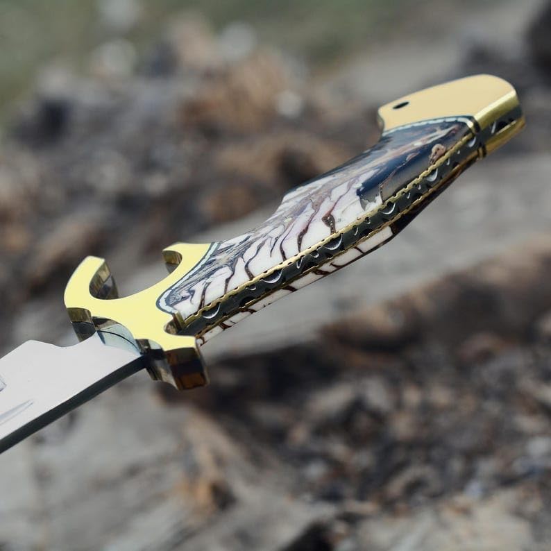 ALFARI 18 Inches D2 Bowie Knife Large Crocodile Dundee Bowie Knife Fixed Blade Hunting Knife With L 2