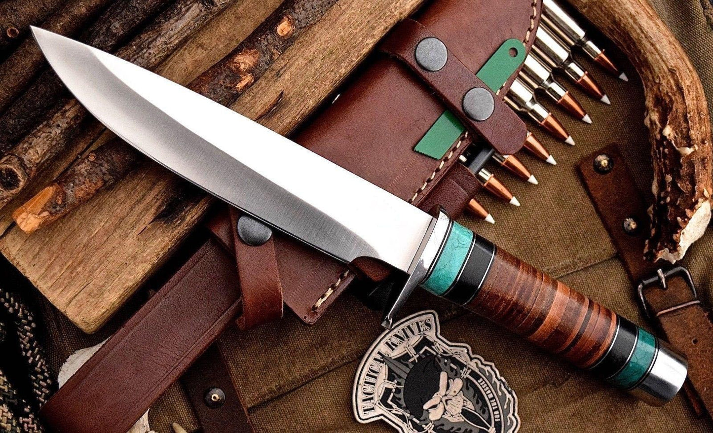 CUSTOM HANDMADE PREMIUM FULL TANG D2 TOOL STEEL HUNTING KNIFE ;GIFT FOR HIM/HER