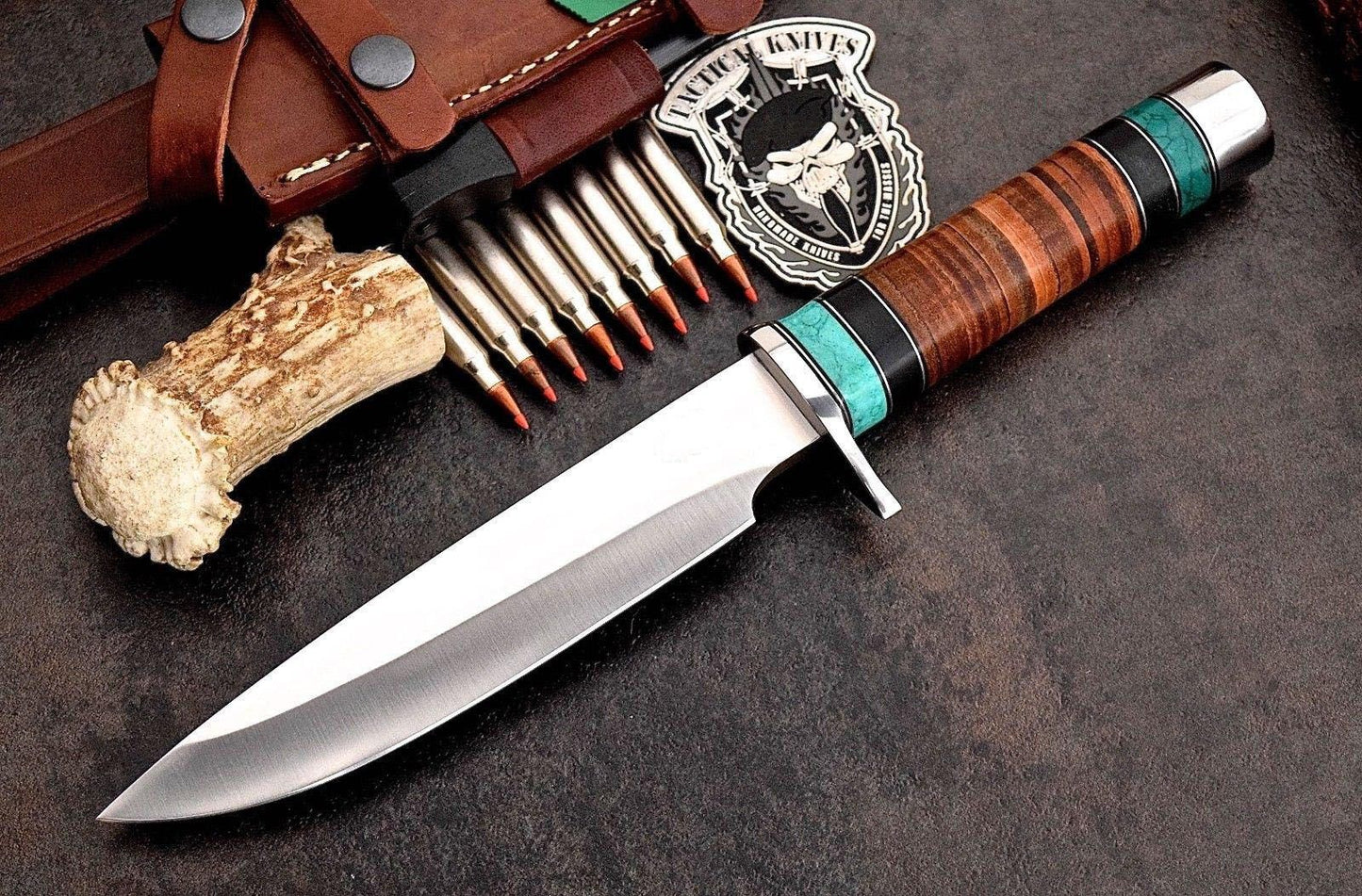 CUSTOM HANDMADE PREMIUM FULL TANG D2 TOOL STEEL HUNTING KNIFE GIFT FOR HIMHER 1