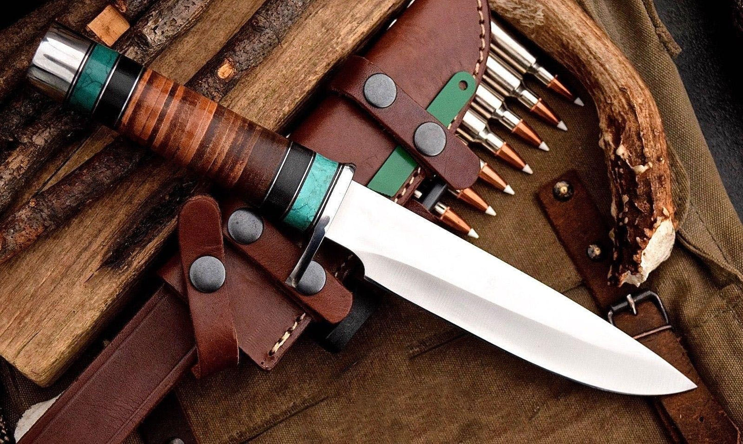 CUSTOM HANDMADE PREMIUM FULL TANG D2 TOOL STEEL HUNTING KNIFE GIFT FOR HIMHER 2