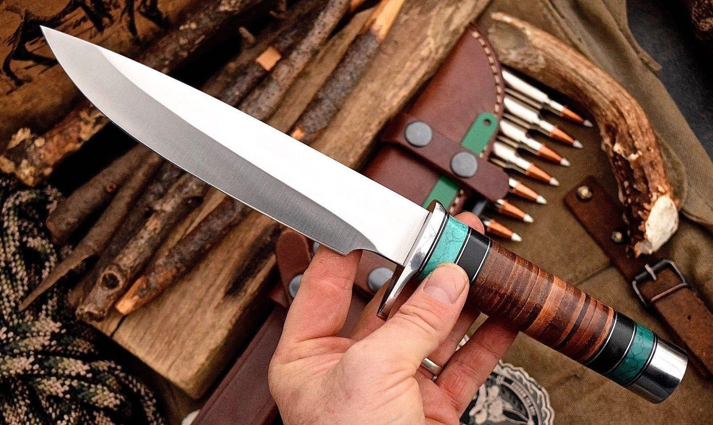 CUSTOM HANDMADE PREMIUM FULL TANG D2 TOOL STEEL HUNTING KNIFE GIFT FOR HIMHER 3