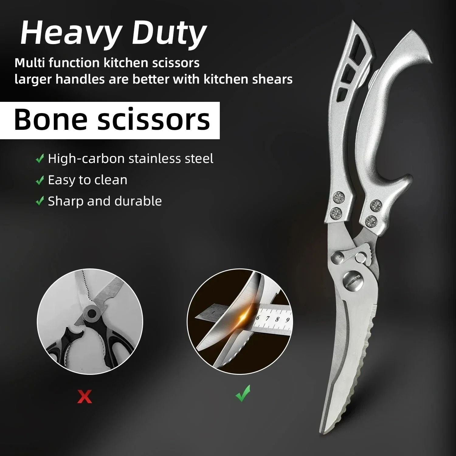 HeavyDuty Kitchen Shears For Meat Fish  Poultry 4