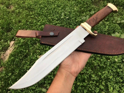 18 Inches D2 Bowie Knife Large Crocodile Dundee Bowie Knife Fixed Blade Hunting Knife with Sheath For Camping