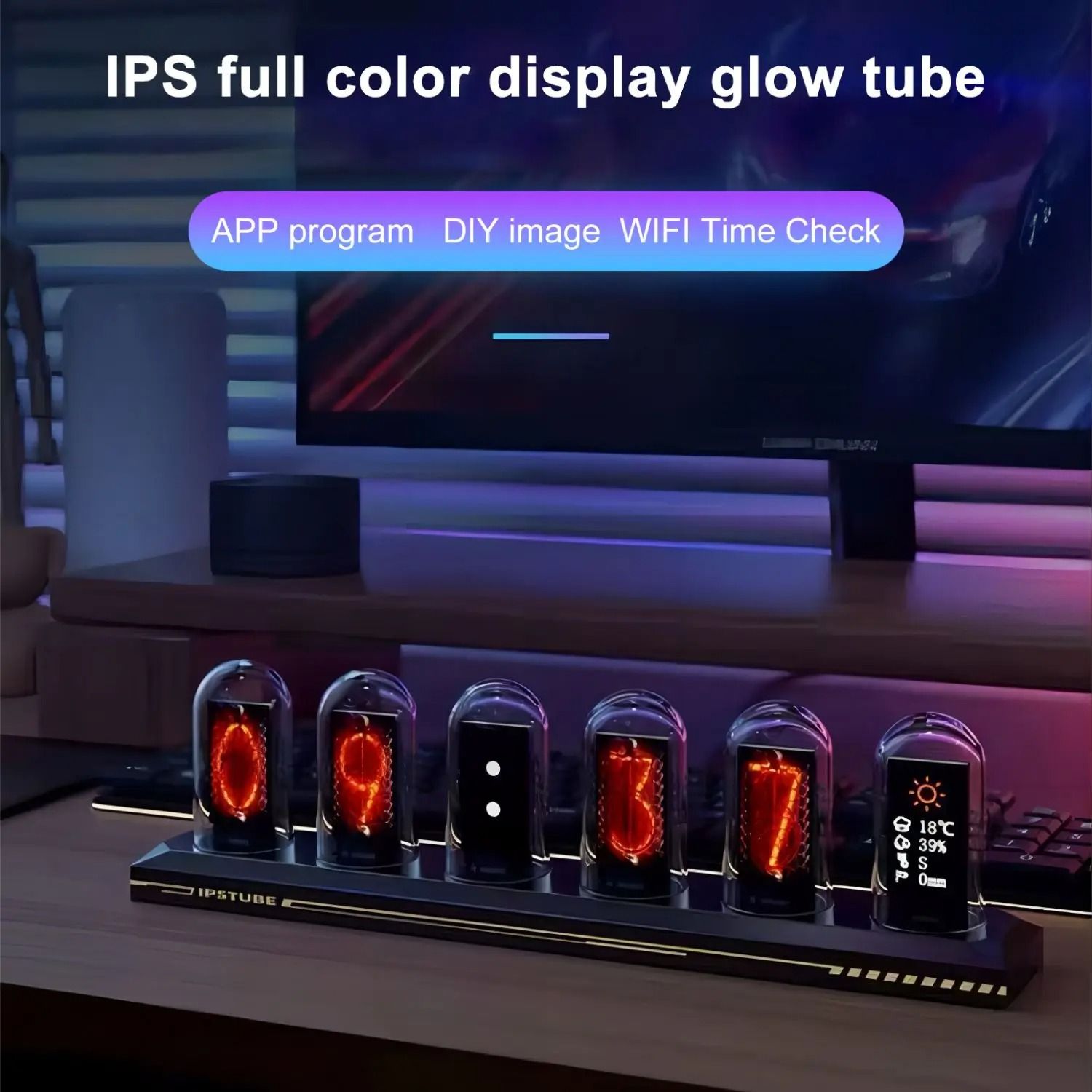 RGB Nixie Tube Clock  LED RGB Digital Tube Night Light For Desktop Home Decoration 4